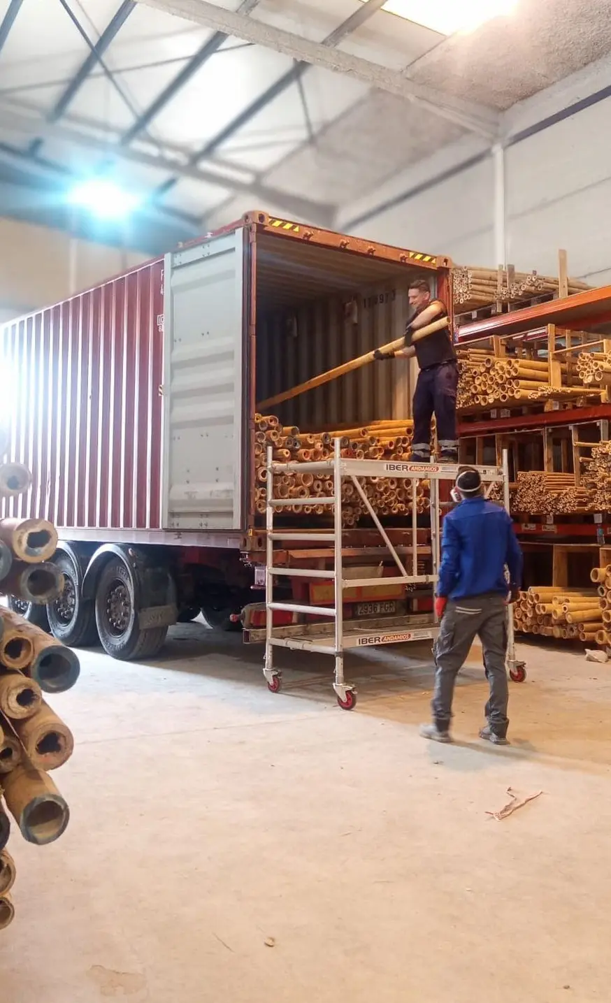 importación directa contenedor bambú industrial